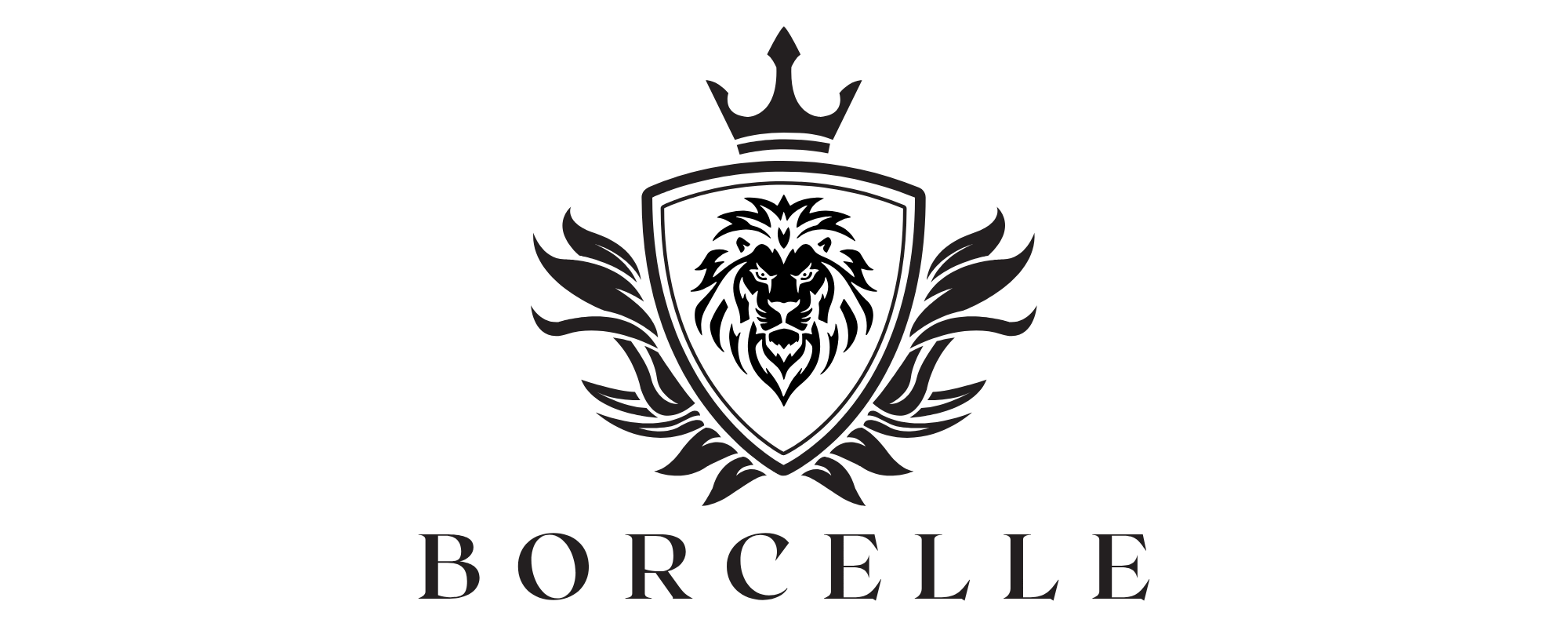 black elegant lion king shield modern logo template